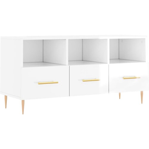 Maison Chic TV omarica - TV stojalo - Televizijska omarica visok sijaj bela 102x36x50 cm inženirski les, (21699146) Slike