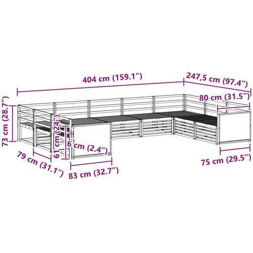  Set vanjskih sofa 9 kom. Prirodna Čvrsto drvo akacije Smeđa Slike