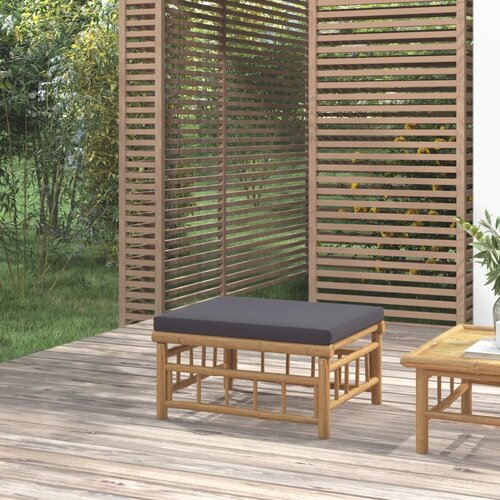 The Living Store Vrtni stolček za noge s temno sivo blazino bambus - Vrtni Stolček Za Noge, (21481596) Slike