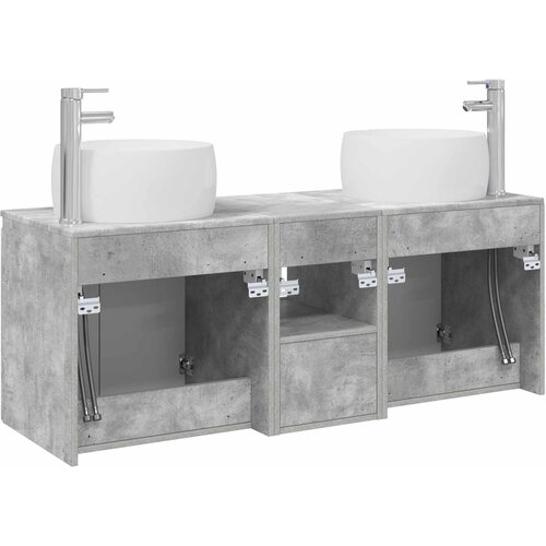  Set ormarića za kupaonicu 3 kom. Betonska siva 49,5 x 44,5 x 66 cm Slike