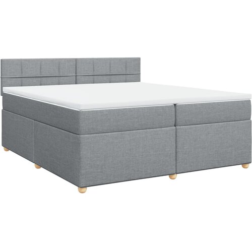 VidaXL Box spring postelja z vzmetnico svetlo siva 200x200 cm blago, (21304774) Slike