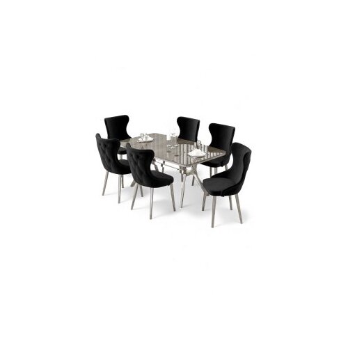Hanah home trpezarijski set, 7 dijelova, crni Cene