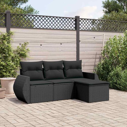  4-dijelni set vrtnih sofa od poliratana s jastucima crni Cijene