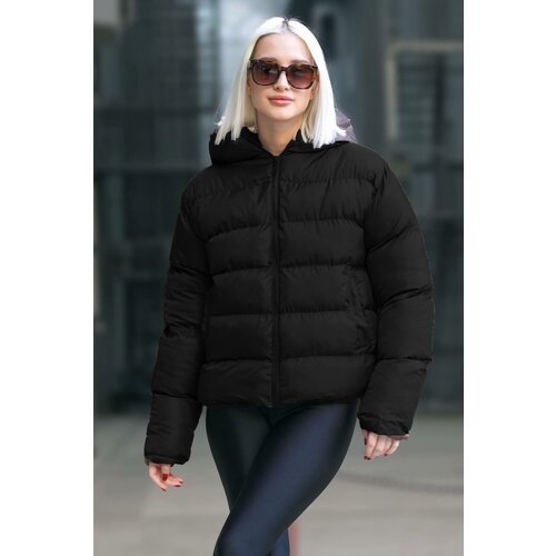 Madmext Women's Black Hooded Slim Fit Down Jacket Slike
