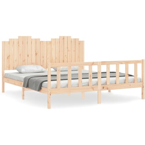 Maison Chic Posteljni Okvir - Dvoposteljna postelja z vzglavjem 180x200 cm trden les, (22080225) Cene