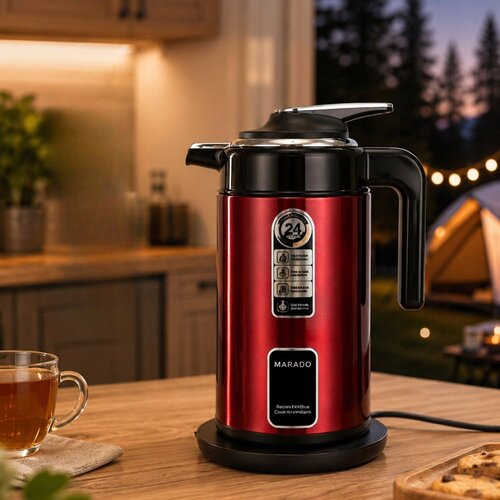 Verk 07542_CZE električno kuhalo za vodo 3,5 L, 1500 W &amp;ndash; rdeče Slike