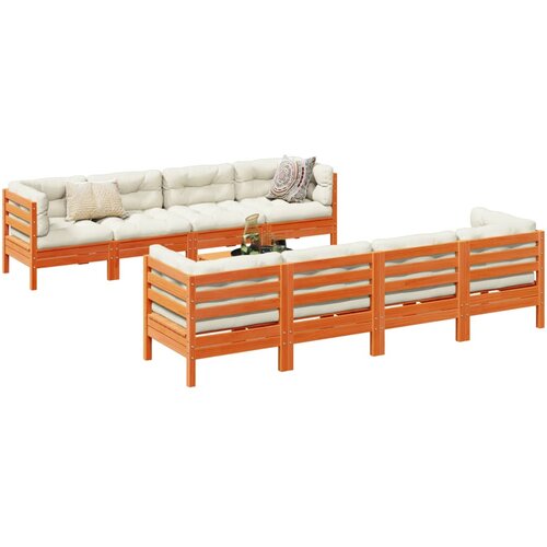 vidaXL 9-dijelni set vrtnih sofa s jastucima voštano smeđi od borovine Cijene