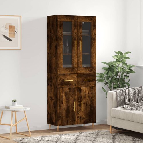  Visoka komoda dimljeni hrast 69,5x34x180 cm konstruiranog drva Cijene