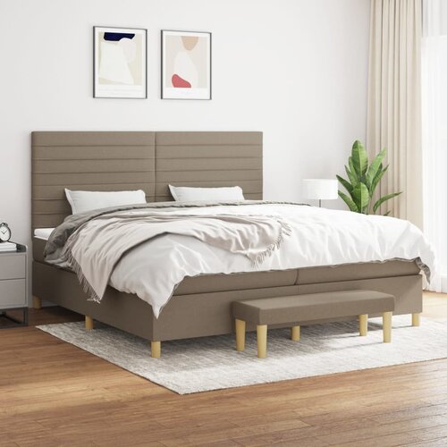  The Living Store Box spring postelja z vzmetnico taupe 200x200 cm blago - Box Spring Postelja, (21515004) Slike