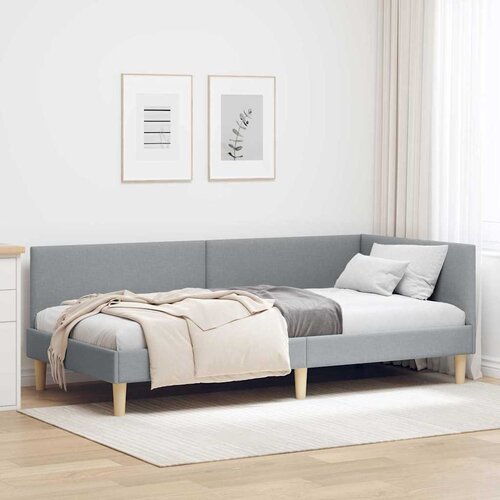  Kutni okvir kreveta s uzglavljem Svijetlo siva 100 cm x 200 cm Cene