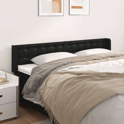  Vzglavje z u&amp;scaron;esi črno 203x16x78/88 cm umetno usnje, (20736190) Slike