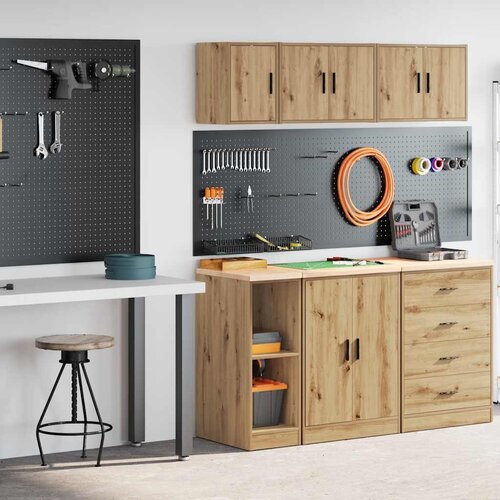 VidaXL Garažne omare 2 kosa artisan hrast inženirski les Slike