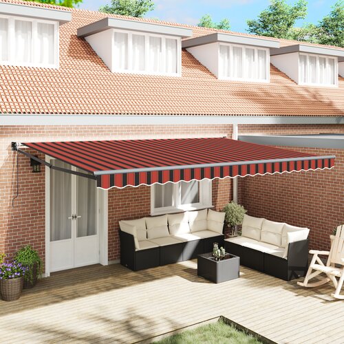 VidaXL Avtomatska Retraktibilna Tenda Rdeča in Rjava 500x300 cm Slike