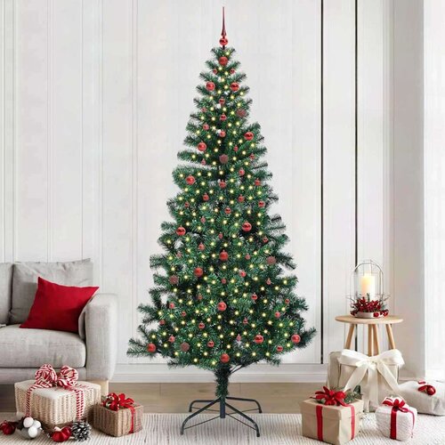 vidaXL Umjetna preddekorirana božićna jelka Zelena 240cm PVC in kovina Cene