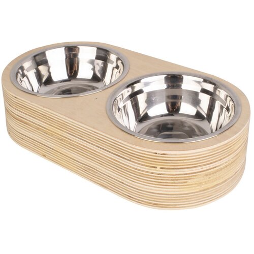 PT LIVING set od 2 metalne posude u svijetlom drvenom postolju Pet, širine 18 cm Cijene