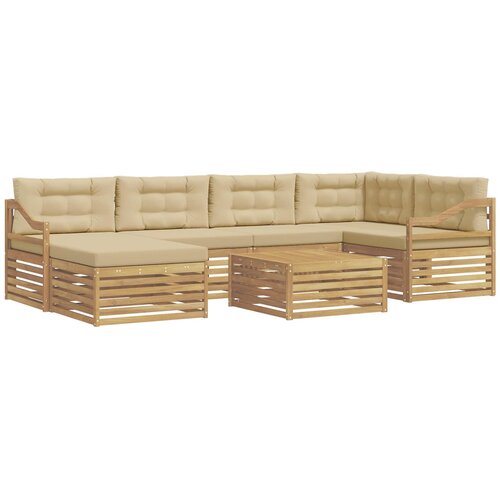 vidaXL Zunanja garnitura za sedenje z blazino 7 pcs Bela in bež, (5000279915) Cene