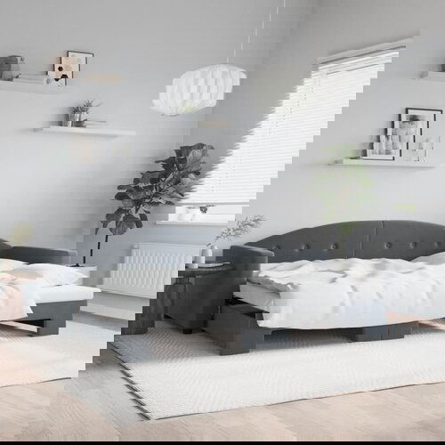 VidaXL Izvlečna dnevna postelja temno siva 90x200 cm žamet Slike