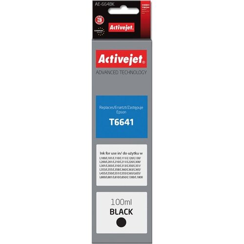 Activejet črno črnilo Epson T6641, 100ml Slike