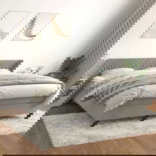  Box spring postelja z vzmetnico svetlo siva 140x200 cm žamet, (20898702) Slike