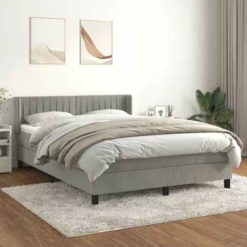  Box spring postelja z vzmetnico svetlo siva 140x200 cm žamet, (20898702)