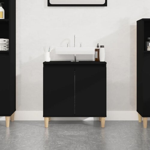 VidaXL Omarica za umivalnik črna 58x33x60 cm inženirski les Slike