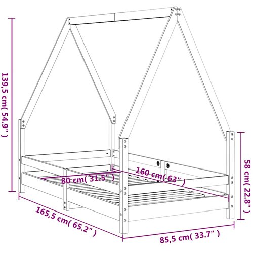  Okvir za dječji krevet crni 80 x 160 cm od masivne borovine Slike