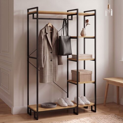 Hanah home stalak za odeću Aristo, 90 cm, atlantski bor / crni Slike