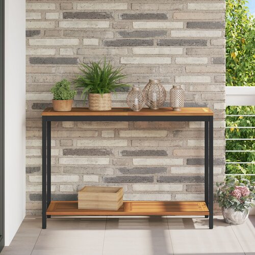 vidaXL Zunanje mize Naravna in črna Les in kovina 110 x 35 x 75 cm Cene