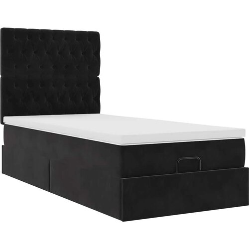 VidaXL Otomanski okvir kreveta s madracima crni 90x190cm bar&amp;scaron;unasti Slike