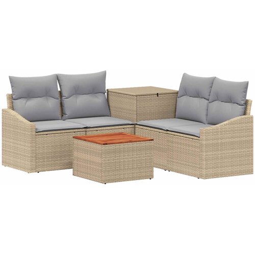  Set sofe 6 kom. Bež i svijetlo siva Poli Rattan i čelik Slike