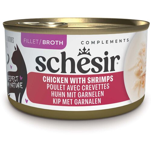  Ekonomično pakiranje Schesir Complements u juhi 24 x 70 g - Piletina s kozicama Slike