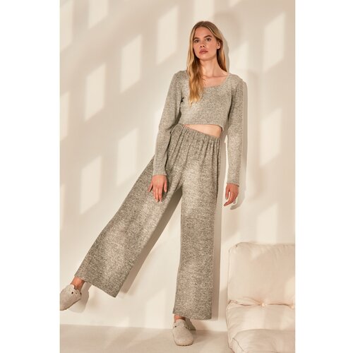 Trendyol gray soft knitted trousers Cene