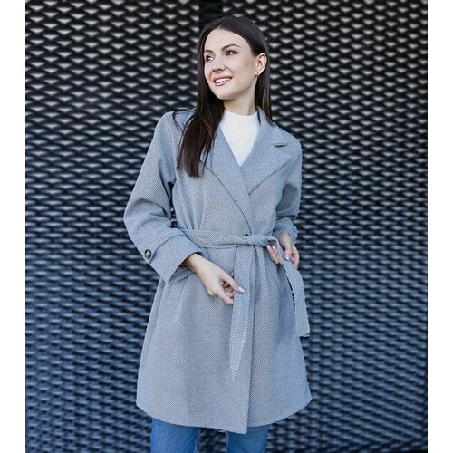 Gemre Elegant Gray Oversized Belted Coat Bahera Cijene