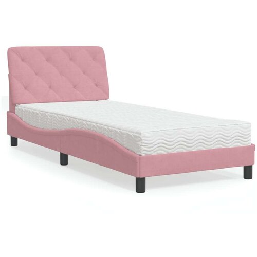 vidaXL Postelja z vzmetnico roza 90x190 cm žamet Cene