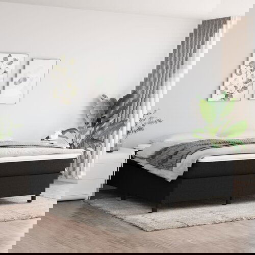 VidaXL Okvir za krevet s oprugama crni 160x200 cm od tkanine Slike
