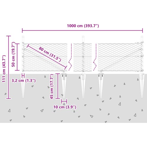 VidaXL Heksagonalna Ograda Zelena 0.5x10 m Čelik Slike