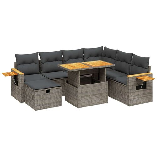 VidaXL 8-dijelni set vrtnih sofa od poliratana s jastucima sivi Slike