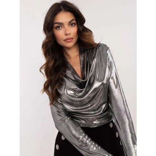 Fashionhunters Silver shiny blouse