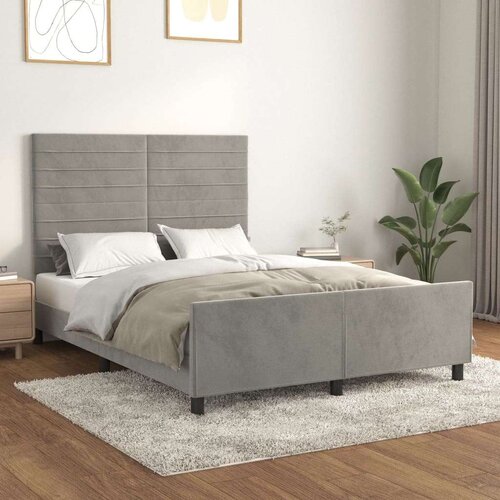  Za krevet s uzglavljem svjetlosivi 140x190 cm bar&amp;scaron;unasti Slike