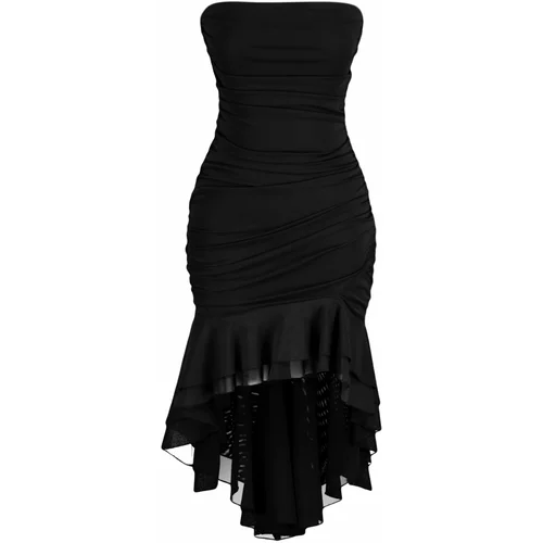 Trendyol Black Ruffle Detailed Knitted Elegant Evening Dress Dress