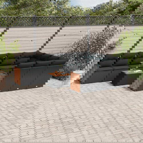  The Living Store Vrtna sedežna garnitura 11-delna z blazinami črn poli ratan - Vrtna Sedežna Garniture, (21481682) Cene