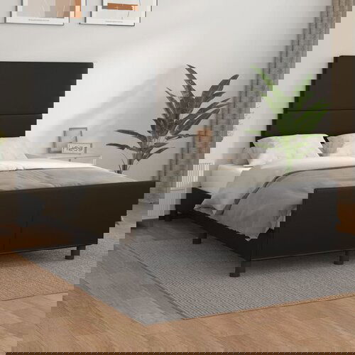  The Living Store Posteljni okvir z vzglavjem črn 120x190 cm umetno usnje - Posteljni Okvir Z Vzglavjem, (21450478) Slike