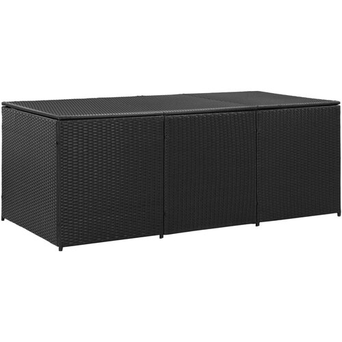 VidaXL Vrtna &amp;scaron;katla za shranjevanje poli ratan 180x90x75 cm črna Slike