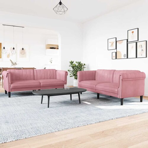 VidaXL 2-dijelni set sofa ružičasti bar&amp;scaron;unasti Slike
