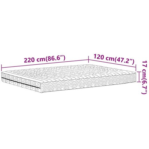 VidaXL Madrac od pjene bijeli 120x220 cm tvrdoća H2 H3 Slike