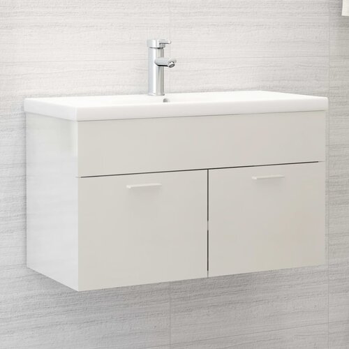 vidaXL Ormarić za umivaonik visoki sjaj bijeli 80x38,5x46 cm iverica Cijene