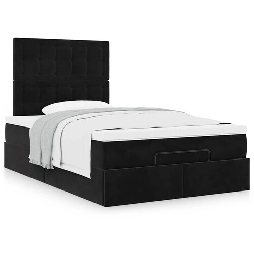 VidaXL Otomanski krevet s madracima crni 120x200 cm bar&amp;scaron;unasti Slike