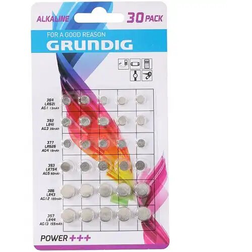 Grundig AG13451213 (130) alkalne dugmaste baterije, set 30 komada Slike