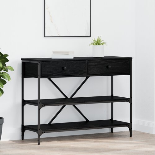 VidaXL Konzolni stol Crni hrast 100x34.5x75 cm Inženjersko drvo Slike
