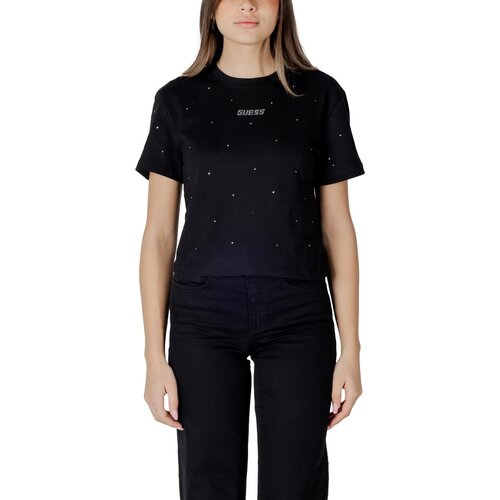 Guess Majice s kratkimi rokavi PRIMULA RHINESTONES BOXY TEE V5GI00 I3Z14 Črna Slike
